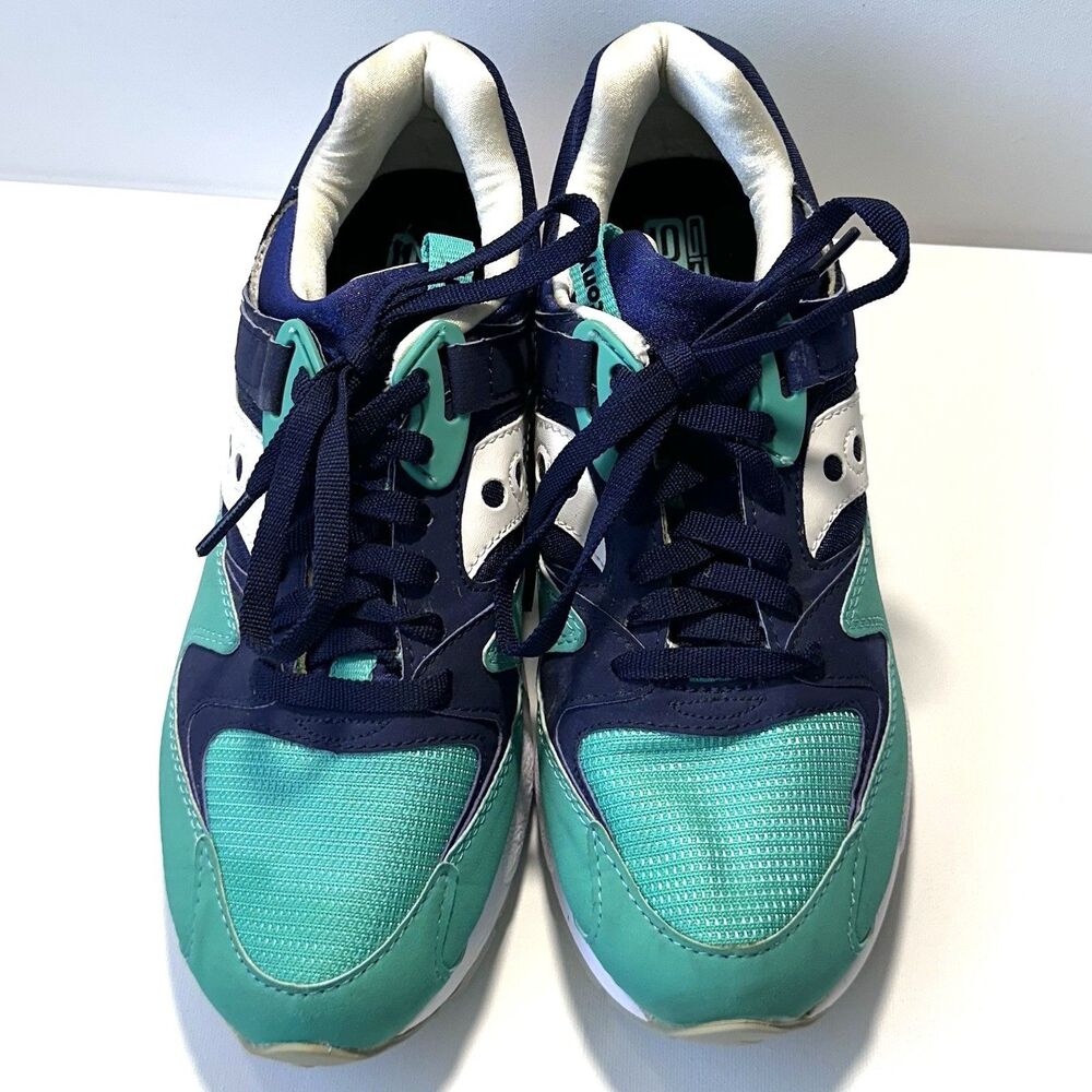 Saucony Grid 9000 Men’s 9.5 Teal Navy Retro Running Sneakers Shoes EUC